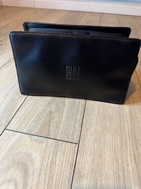 Givenchy Black Leather Toiletry Pouch with Embossed Logo